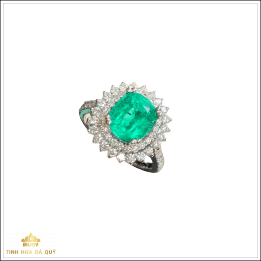 Nhẫn nữ Ngọc Lục Bảo Colombia full kim cương 2ct - IREM 220620 hình ảnh 1