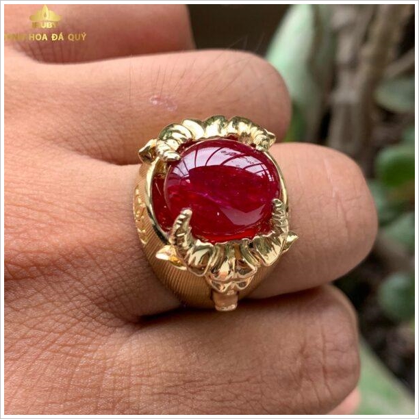 Nhẫn nam Ruby huyết kính - Trâu Hoàng Đế hình ảnh 1