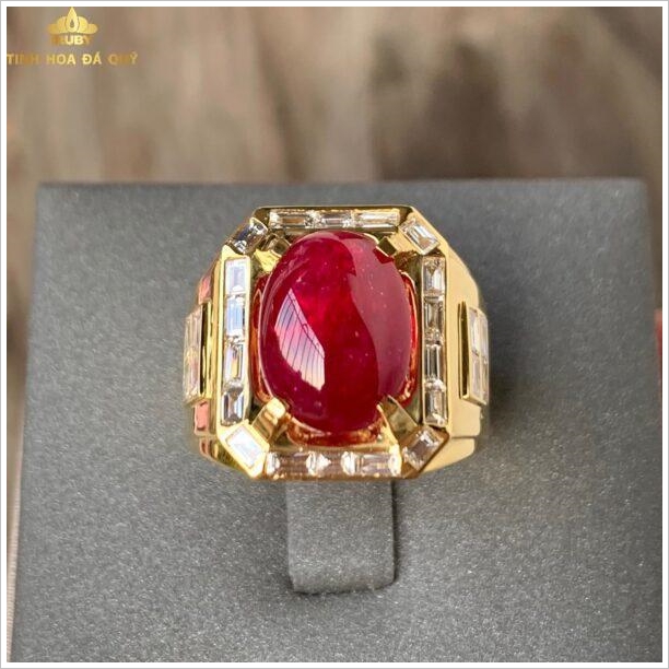 nhẫn nam đá ruby huyết bồ câu huyết kính Thịnh Vượng 6.8ct hình ảnh 2