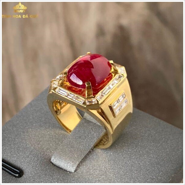 nhẫn nam đá ruby huyết bồ câu huyết kính Thịnh Vượng 6.8ct hình ảnh 3