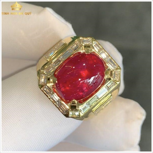 nhẫn nam đá ruby huyết bồ câu huyết kính Thịnh Vượng 6.8ct hình ảnh 4