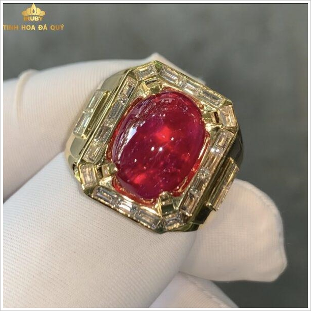 nhẫn nam đá ruby huyết bồ câu huyết kính Thịnh Vượng 6.8ct hình ảnh 5