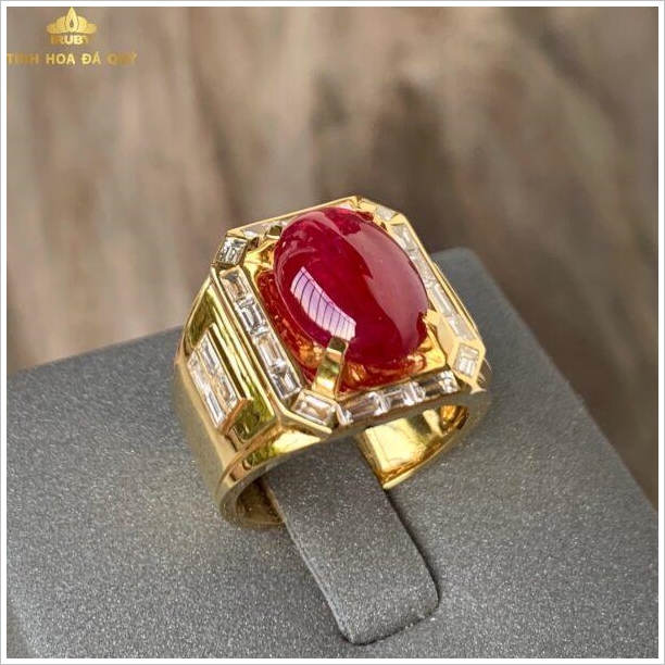 nhẫn nam đá ruby huyết bồ câu huyết kính Thịnh Vượng 6.8ct hình ảnh 6