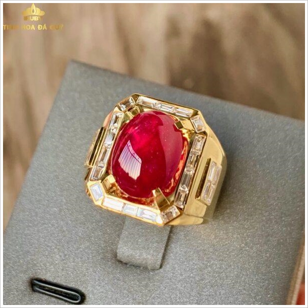 nhẫn nam đá ruby huyết bồ câu huyết kính Thịnh Vượng 6.8ct hình ảnh 8