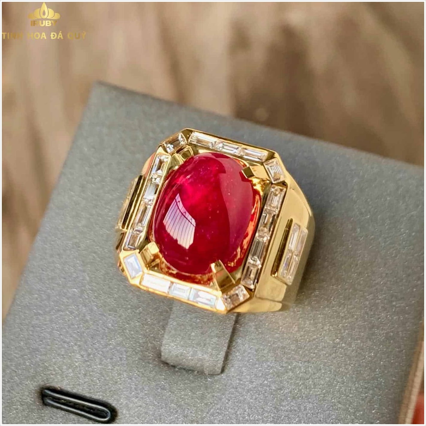 nhẫn nam đá ruby huyết bồ câu zoom
