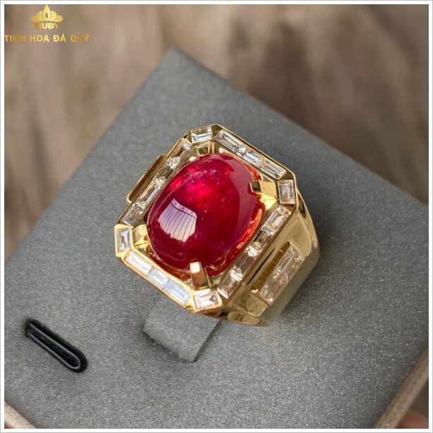 nhẫn nam đá ruby huyết bồ câu huyết kính Thịnh Vượng 6.8ct hình ảnh 9