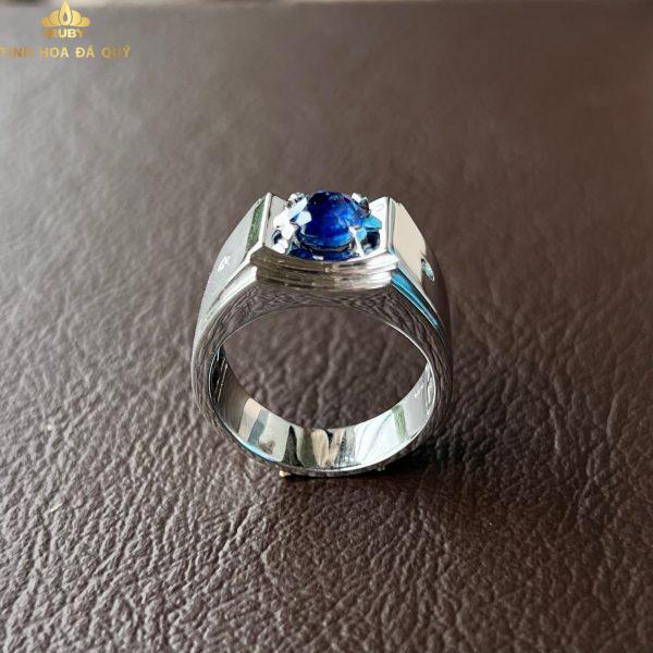 Nhẫn nam Sapphire xanh Blue vàng trắng thanh lịch