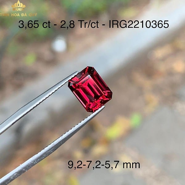 Đá Rhodolite Garnet đỏ Bagguette đẹp 3,65ct hình ảnh 6