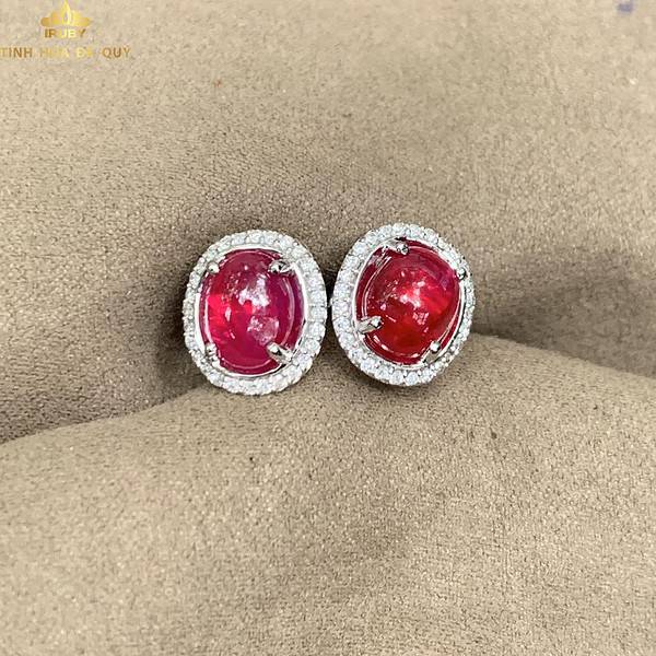 Hoa tai gắn đá Ruby huyết kính