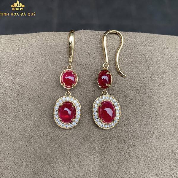 Mẫu hoa tai vàng 14K kết hợp đá ruby