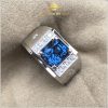 Nhẫn nam Spinel xanh lam 4.3ct mang đến tài lộc cho chủ sở hữu