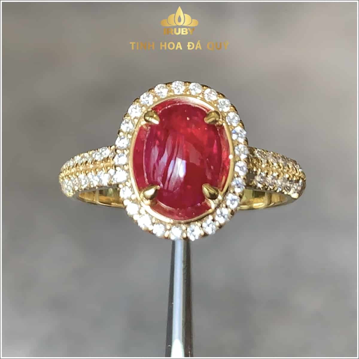Nhẫn nữ Ruby huyết kính kết kim cương hiện đại 2.98ct - IRRB235298 hình ảnh 3