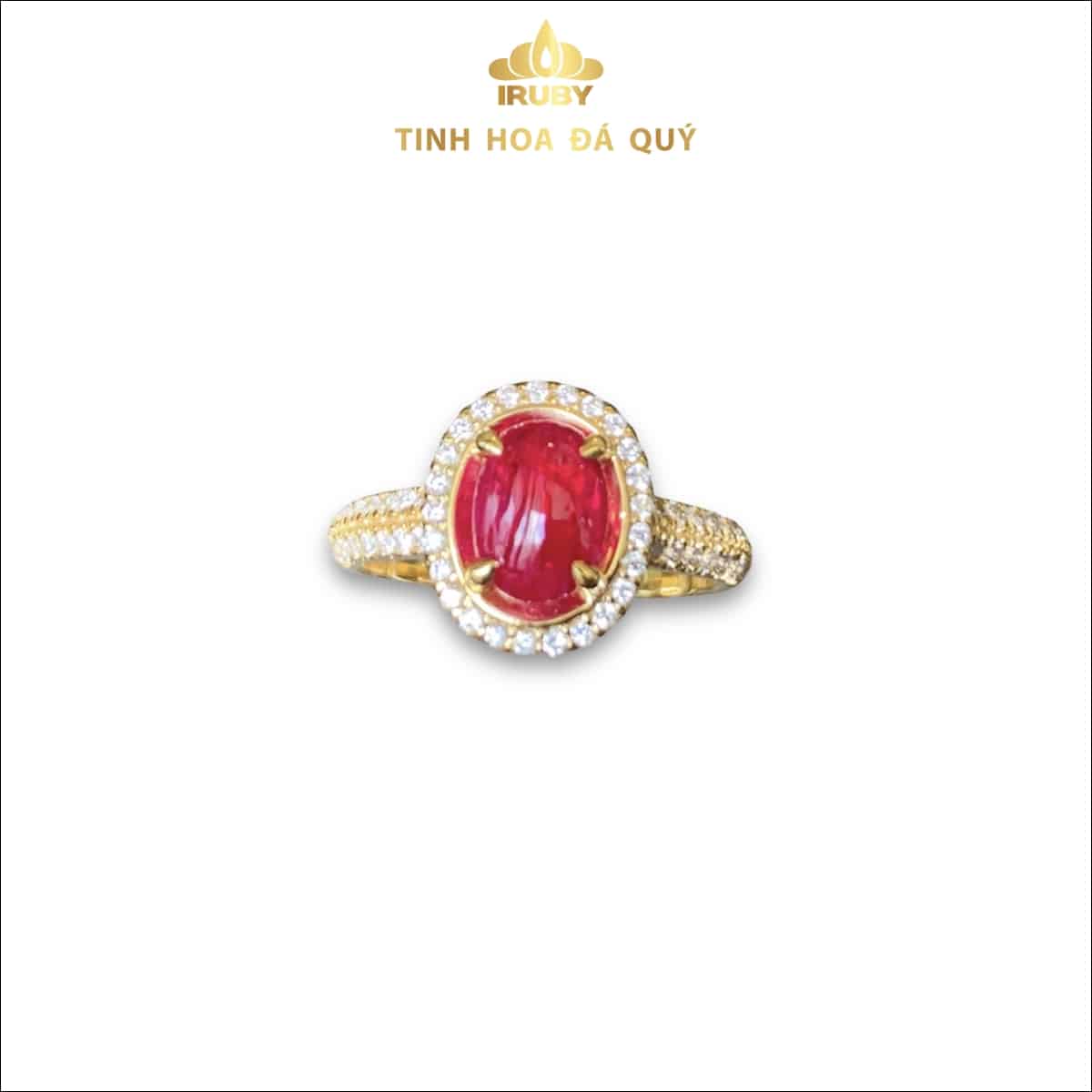 Nhẫn nữ Ruby huyết kính kết kim cương hiện đại 2.98ct - IRRB235298