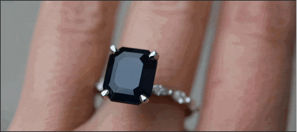 Nhẫn nữ Sapphire đen đẹp tinh tế sang trọng dáng vuông hiện đại 