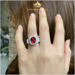 Nhẫn nữ Spinel đỏ siêu Vip lửa rực toàn viên 3,0ct – IRSI 23530