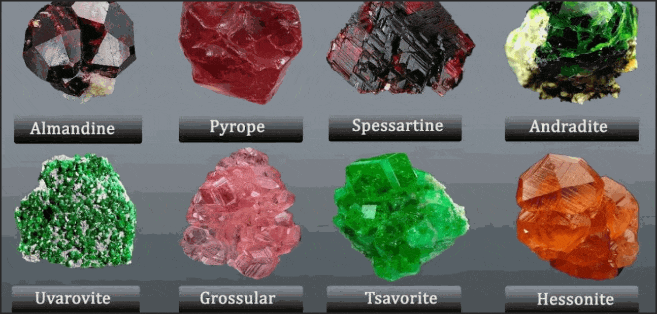 Các màu sắc của đá Garnet đa dạng và phong phú
