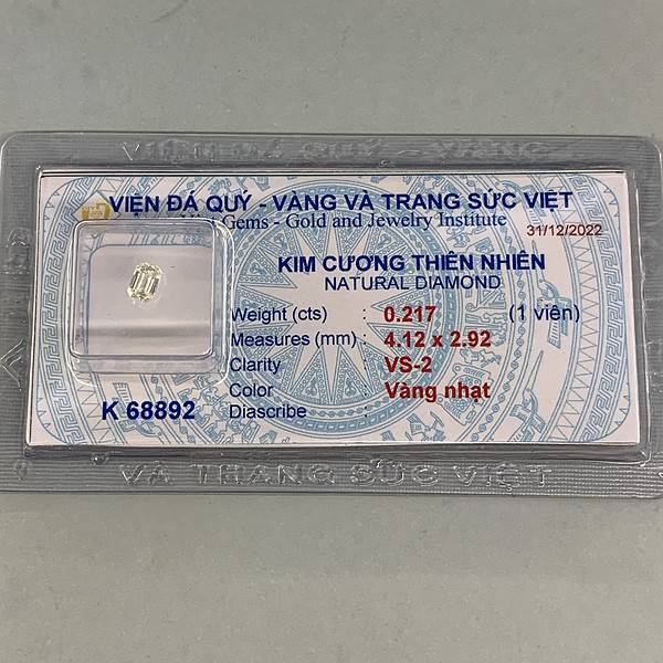 Thông tin cơ bản viên Kim Cương 0,217 ct - IRD 2360217