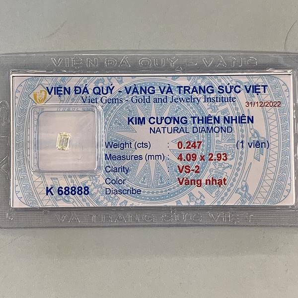 Thông tin cơ bản viên kim cương 0.247ct - IRD 2360247 mặt trước