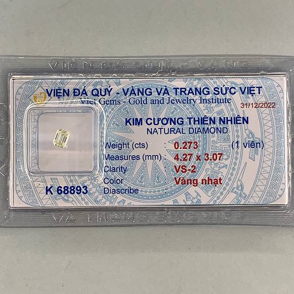 Thông tin cơ bản viên kim cương 0.273ct - IRD 2360273