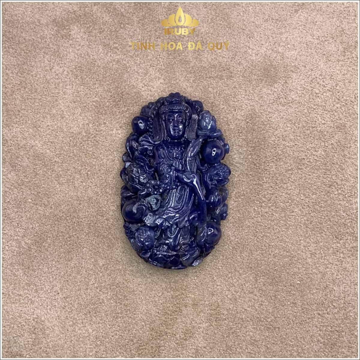 Mặt dây Phật Bà Quan Âm Sapphire xanh lam 19,6g - IRPB 235196 hình ảnh 2