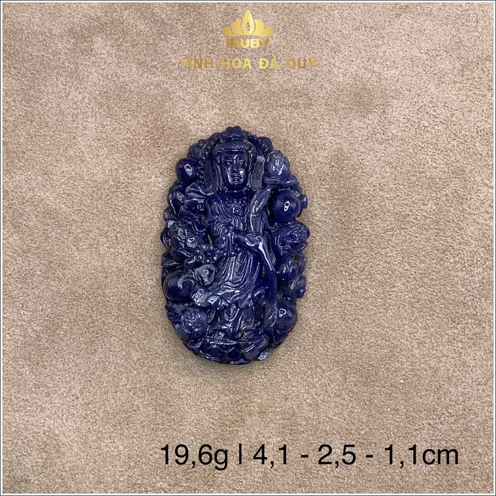 Mặt dây chuyền Phật Bà Quan Âm đá Sapphire xanh lam 19,6 gram – IRPB 235196 hình ảnh 3