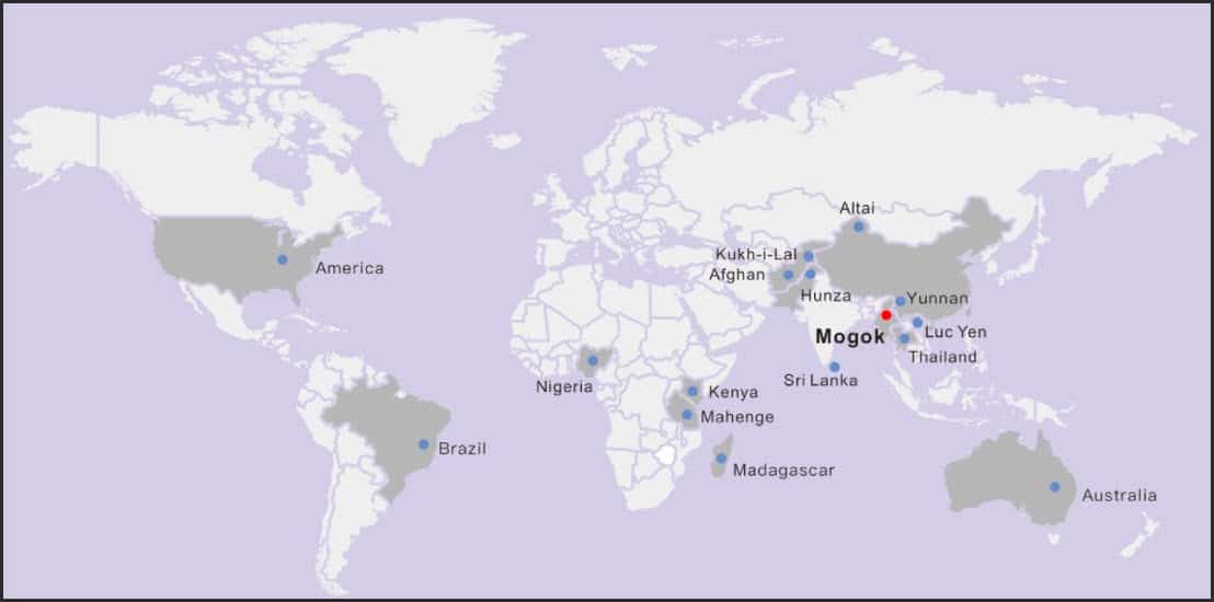 Bản đồ phân bố đá quý trên thế giới