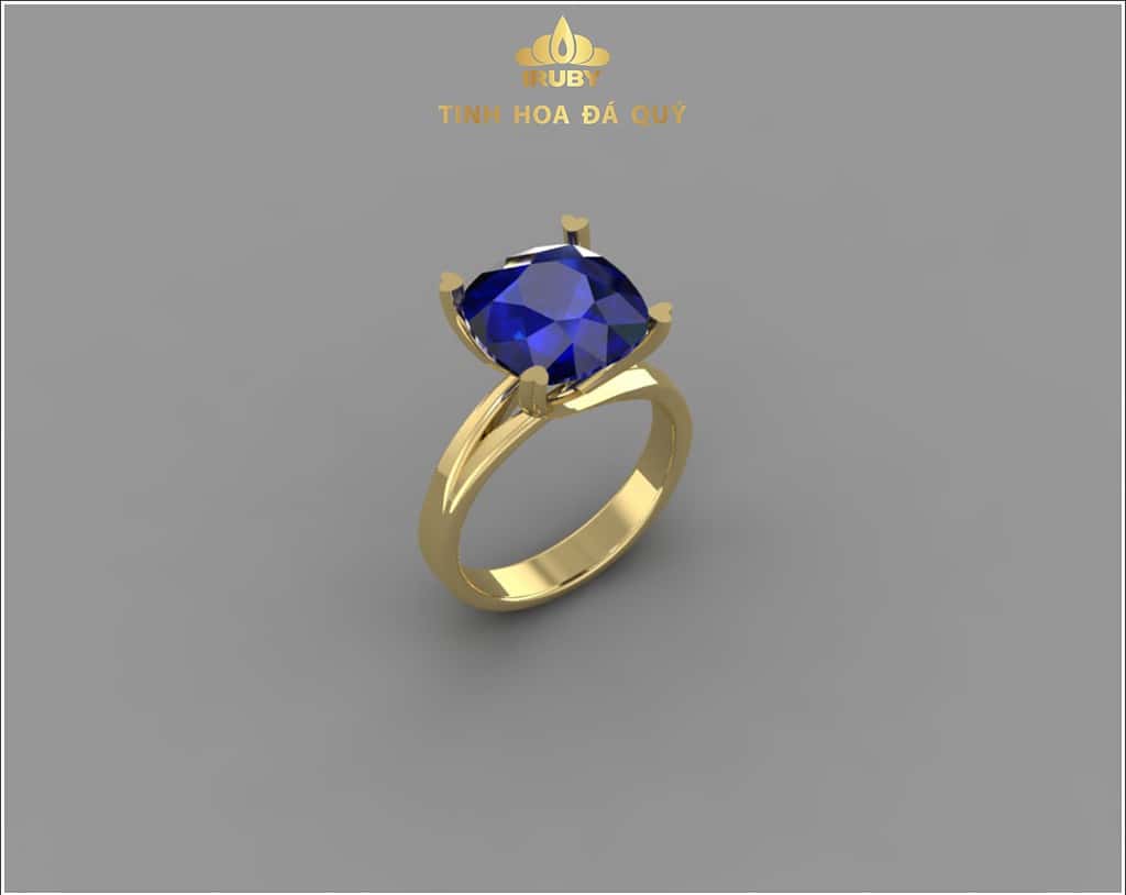 Mẫu 3d nhẫn nữ Sapphire xanh lam sang trọng cho khách hàng trước khi ra thành phẩm 