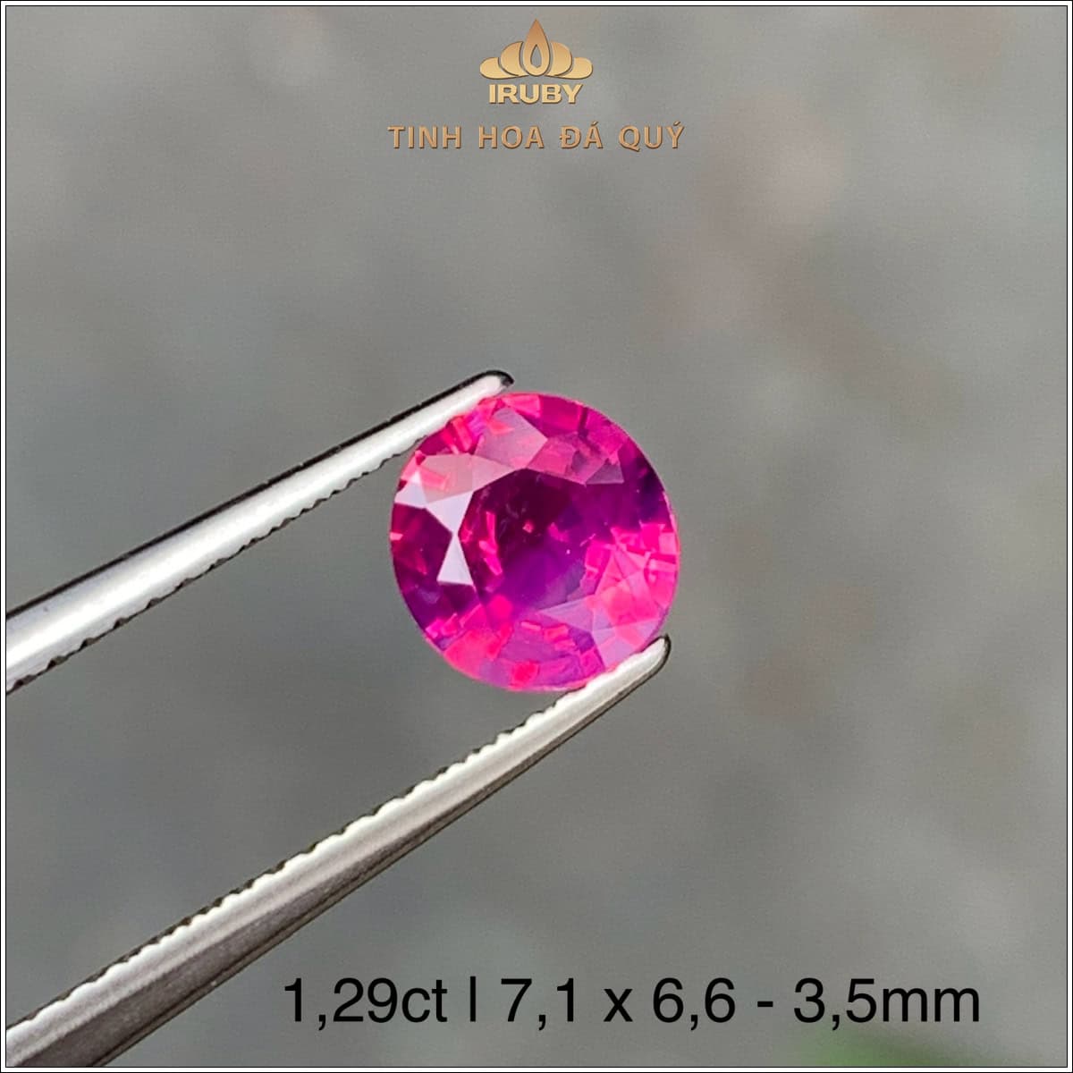 Viên Ruby facet màu hồng sắc đỏ Lục Yên 1,29ct - IRRF56 238129