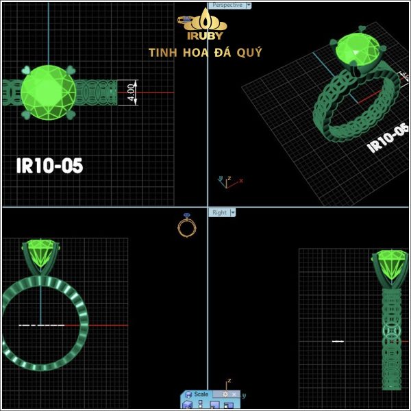 Mẫu 3D nhẫn nữ Peridot kim tiền - IR231016 hình ảnh 4