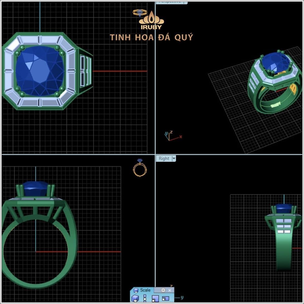 Mẫu 3D nhẫn Sapphire Hoàng Gia - IRSP 2311476 hình ảnh 4
