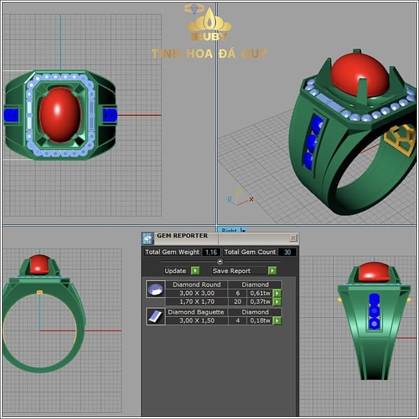 Mẫu 3D nhẫn nam Ruby doanh nhân - IRRB 2311438 hình ảnh 4