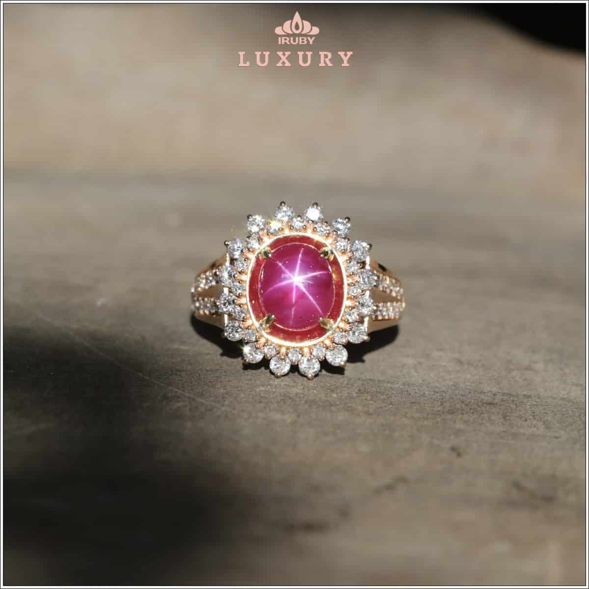 Nhẫn nữ Ruby sao kết kim cương tự nhiên - IRSR140 238343 hình ảnh 1