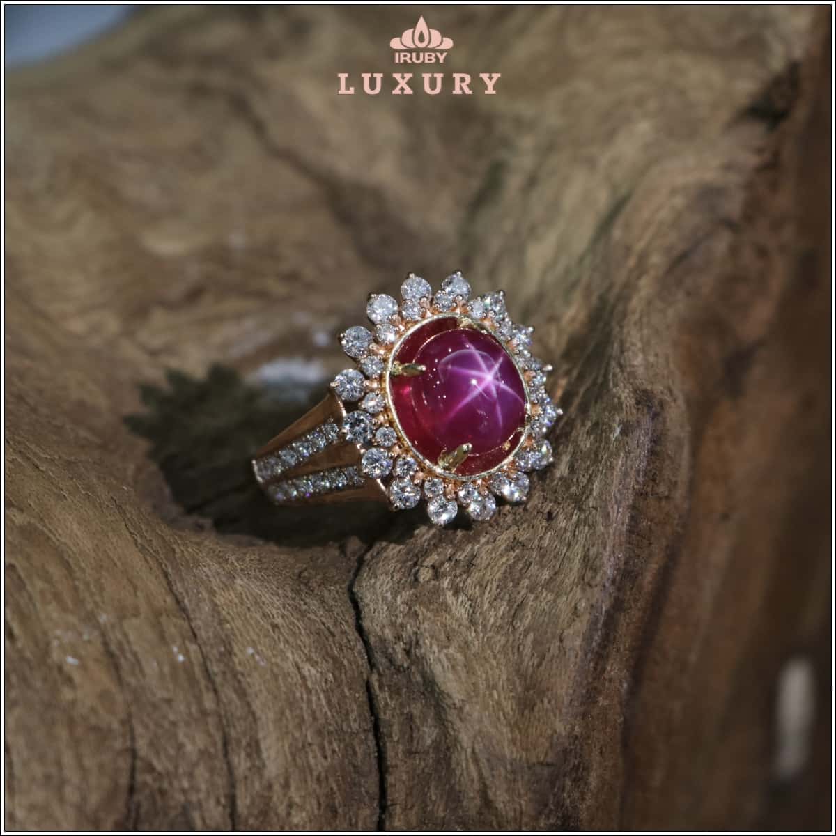 Nhẫn nữ Ruby sao kết kim cương tự nhiên - IRSR140 238343 hình ảnh 6