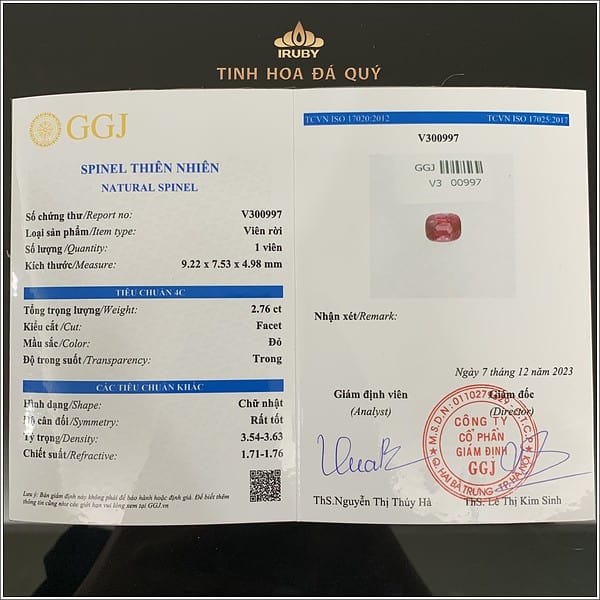 Viên Spinel đỏ hồng lựu 2,75ct - IRSI66 2311275 hình ảnh 5