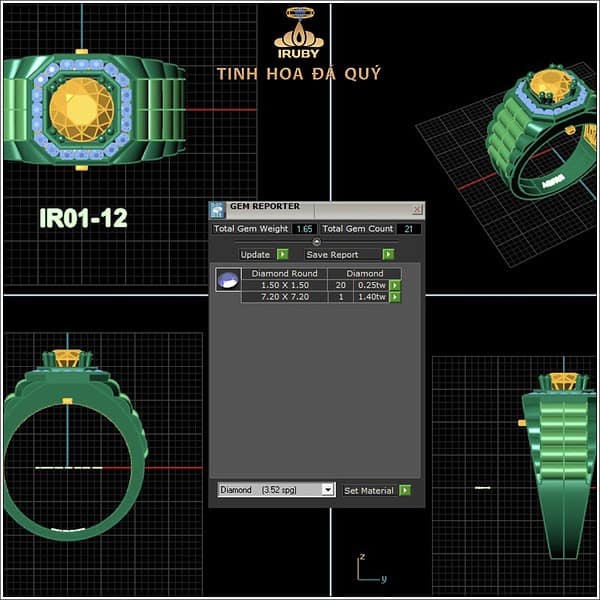 Mẫu 3D nhẫn Sapphire mẫu Rolex - IRYS 2401262 hình ảnh 4