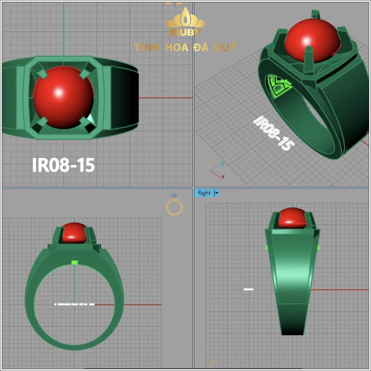 Mẫu 3D nhẫn nam Ruby Doanh Nhân – IRRB 2401004