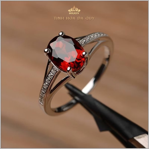 Mẫu nhẫn nữ Garnet kết Kim Cương - IRGN 240101 hình ảnh 2