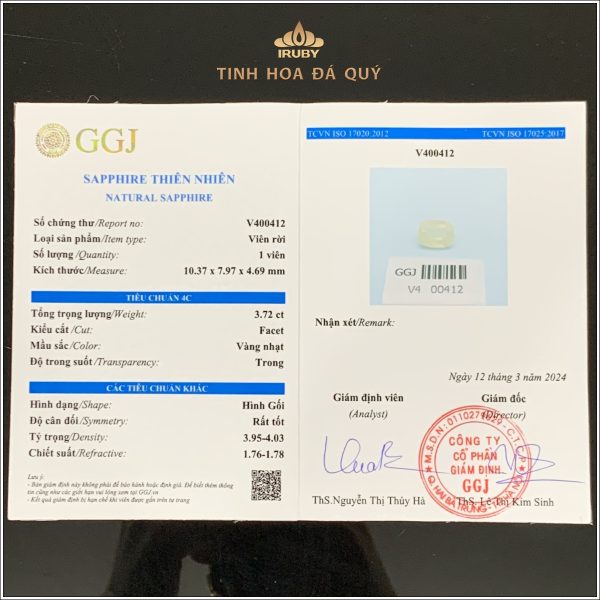 Đá Sapphire vàng đồng tự nhiên 100% 3,71ct - IRYS163 2402371 hình ảnh