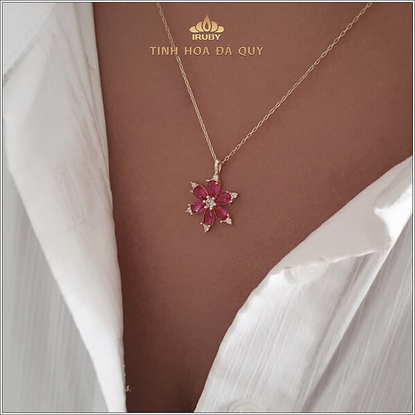 Mẫu dây chuyền Ruby Flowers - IRRF 240121 hình ảnh 4