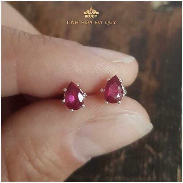 Mẫu đôi hoa tai Ruby giọt nước - IRRF 240117 hình ảnh 3