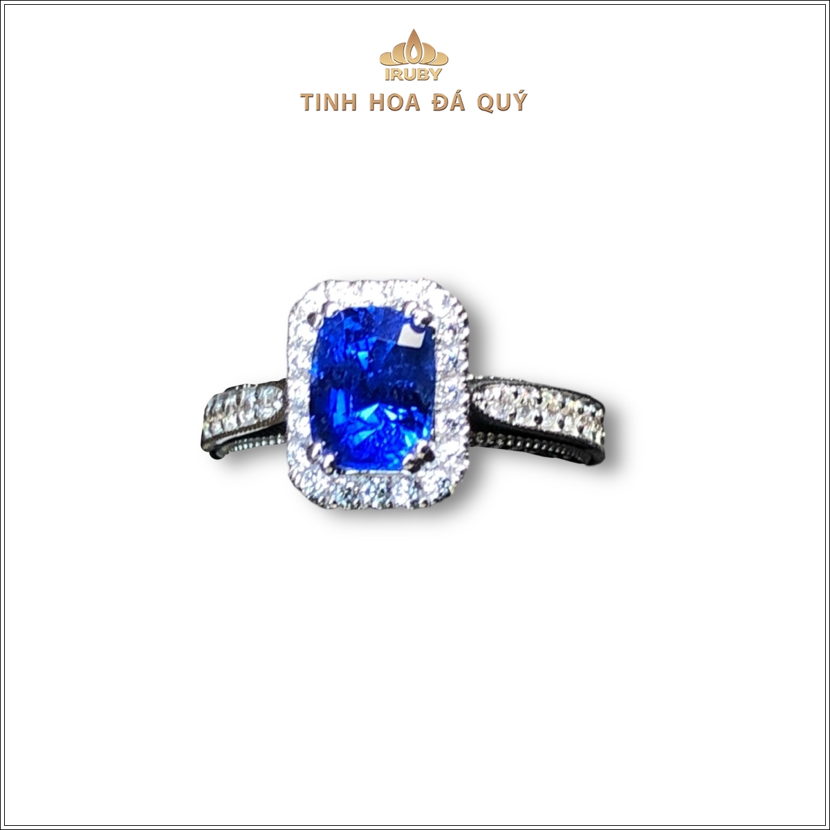 Nhẫn nữ Sapphire xanh lam kết Kim Cương – IRBS 240477