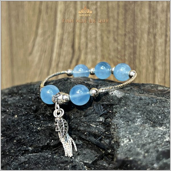 Vòng tay Aquamarine tự nhiên mix charm bạc - IRAQ 240305 hình ảnh