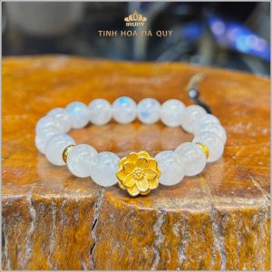 Vòng tay moonstone tự nhiên mix charm hoa bạc - IRMS240317 hình ảnh