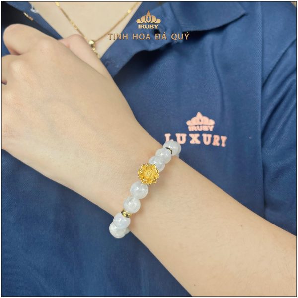 Vòng tay moonstone tự nhiên mix charm hoa bạc - IRMS240317 hình ảnh 2