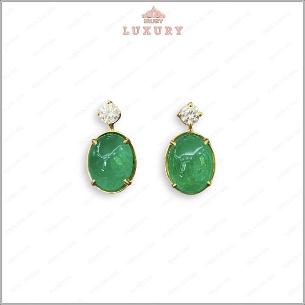 Đôi hoa tai Emerald kết đá Moissanite - IREM 2406123 hình ảnh