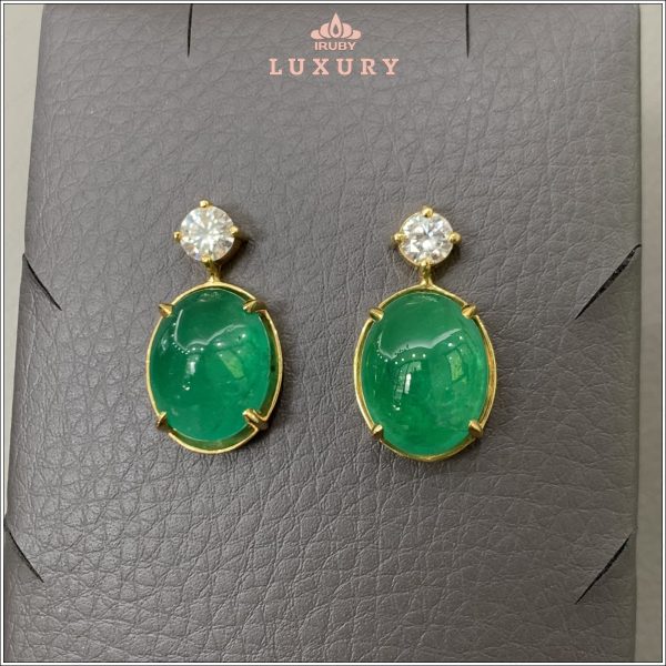 Đôi hoa tai Emerald kết đá Moissanite - IREM 2406123 hình ảnh 1