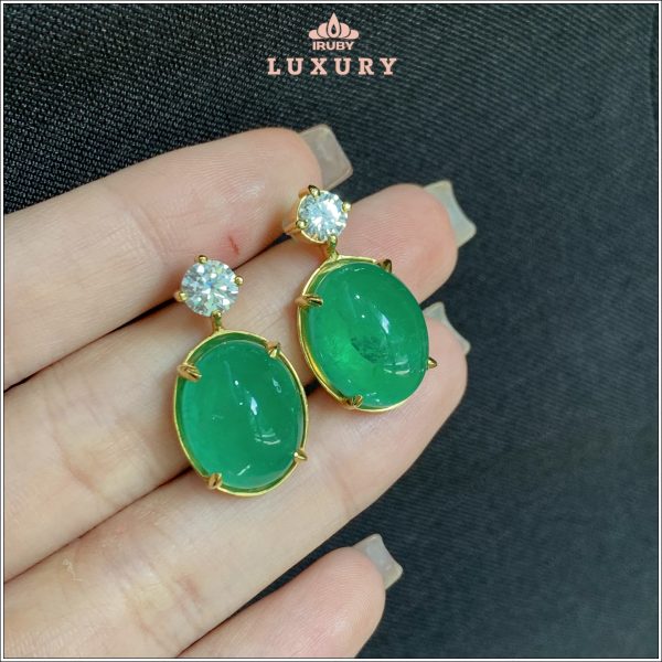 Đôi hoa tai Emerald kết đá Moissanite - IREM 2406123 hình ảnh 3