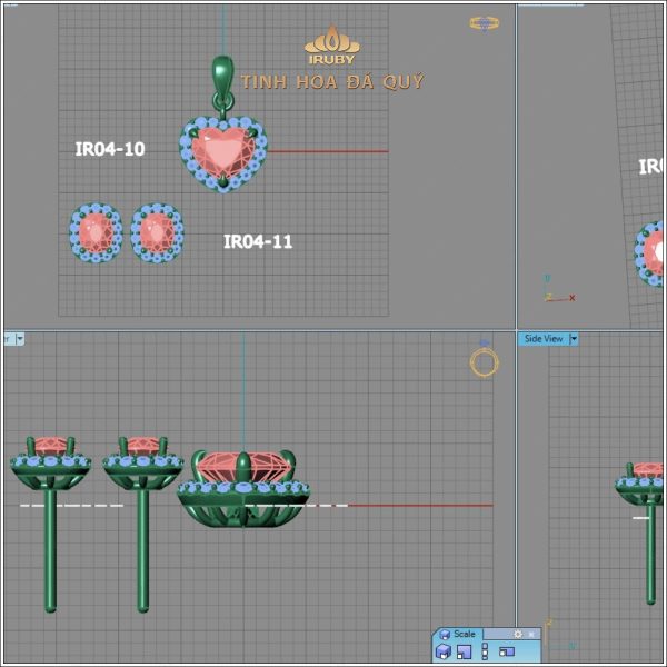 Mẫu 3D hoa tai Sapphire hồng - IRSP 2404100 hình ảnh 3