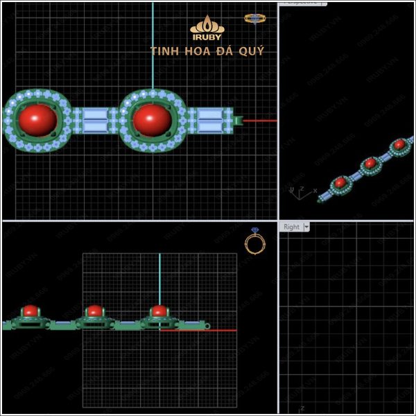 Mẫu 3D lắc tay Ruby Kim Cương - IRRB 240604 hình ảnh 6