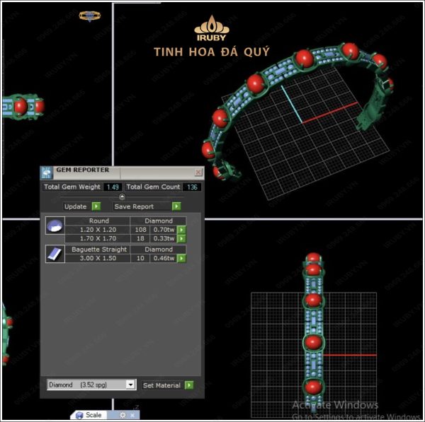 Mẫu 3D lắc tay Ruby kết Kim Cương - IRRC 240605 hình ảnh4
